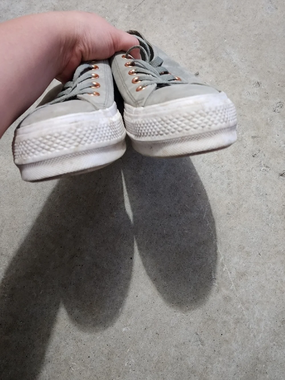 Converse Gray Low Top Sneakers with Copper Eyelets - Picture 2 of 6